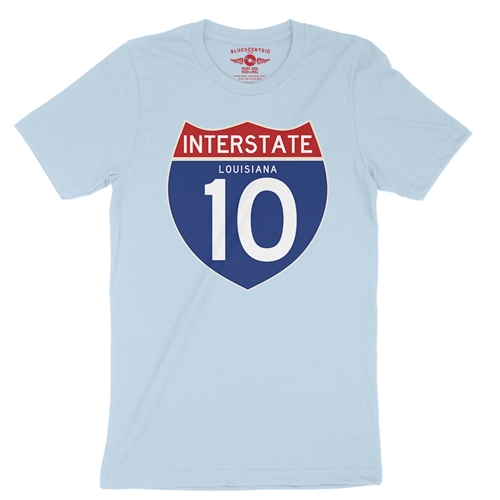 Interstate 10 Louisiana T-Shirt - Lightweight Vintage Style - vintagethrowbackblue