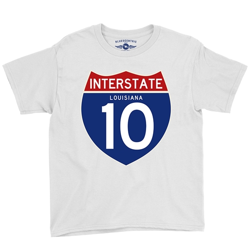 Interstate 10 Louisiana Youth T-Shirt - Lightweight Vintage Children & Toddlers - youthwhite