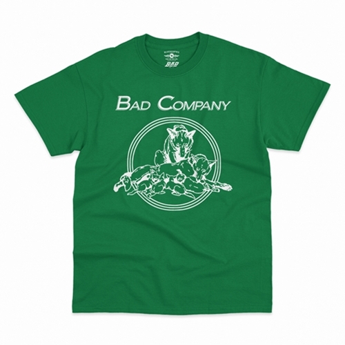 CLEARANCE - Large Green Bad Co Run With The Pack T-Shirt - Classic Heavy Cotton