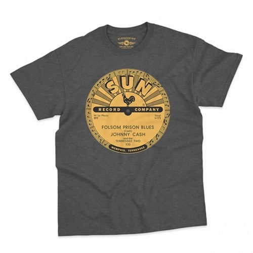 CLEARANCE - Deep Heather 2XL Sun Records Johnny Cash Folsom Prison T-Shirt - Classic Heavy Cotton