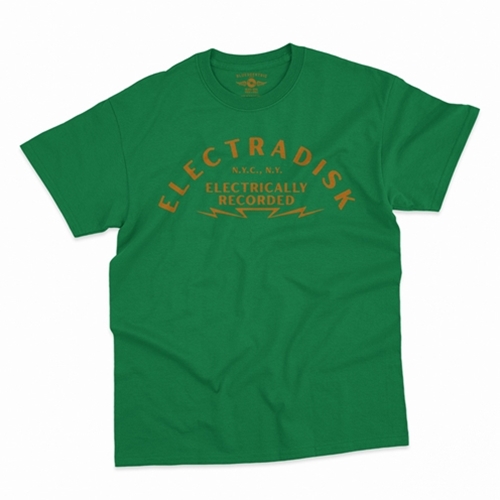 CLEARANCE - Green Large Electradisk Records New York City T-Shirt - Classic Heavy Cotton