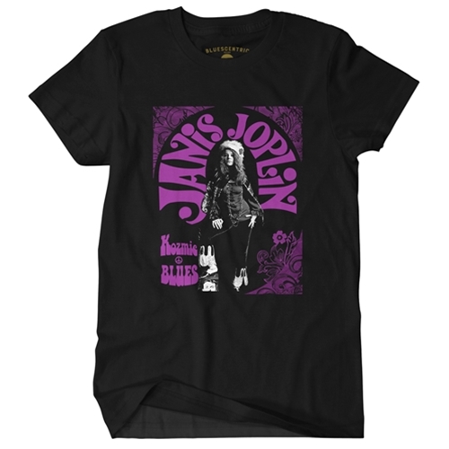 CLEARANCE - Black Large Psychedelic Janis Joplin Kozmic Blues T-Shirt - Classic Heavy Cotton