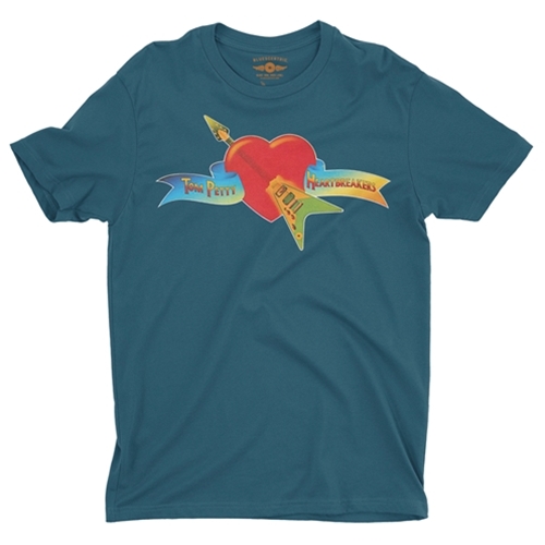 CLEARANCE - Large Deep Teal Tom Petty and the Heartbreakers Flying V Logo T-Shirt - Lightweight Vintage Style