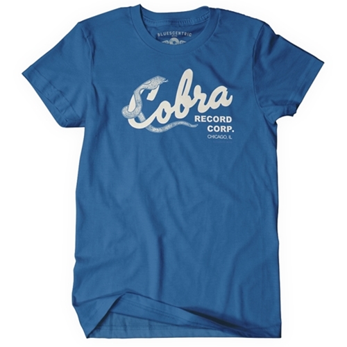 CLEARANCE - Small Blue Cobra Records T Shirt - Classic Heavy Cotton