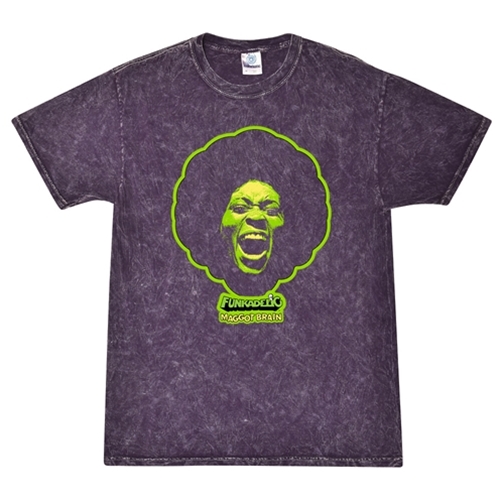 CLEARANCE - Small Purple Graphic Green Wash Funkadelic Maggot Brain T-Shirt - Purple Mineral Wash