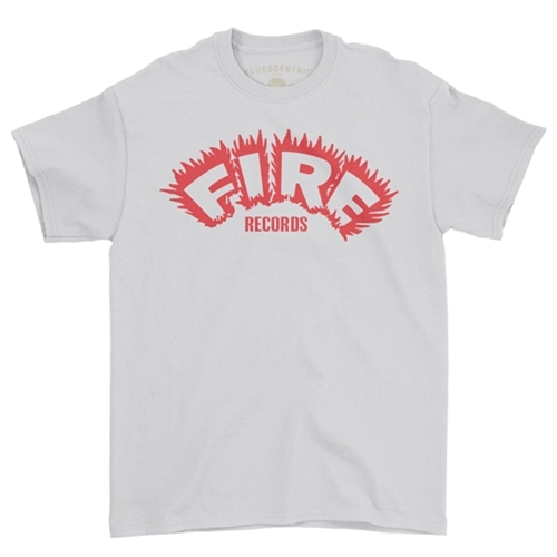 CLEARANCE - Medium White Fire Records T-Shirt - Classic Heavy Cotton