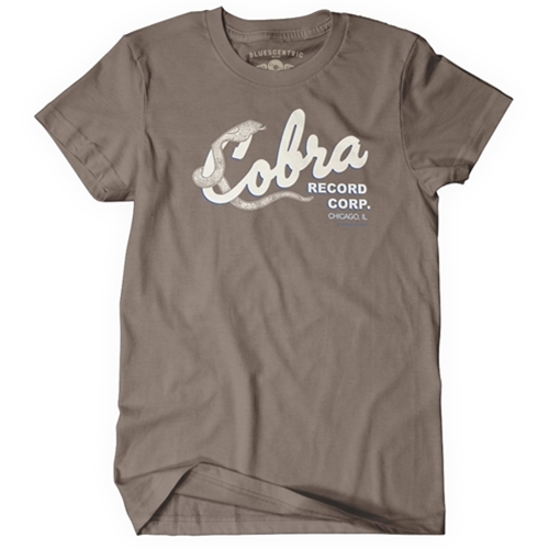 CLEARANCE - Medium Taupe Cobra Records Snake T-Shirt - Classic Heavy Cotton