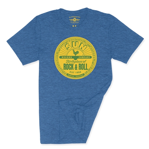 Sun Records Logo T-Shirt - Lightweight Vintage Style - vintageheatherroyalblue