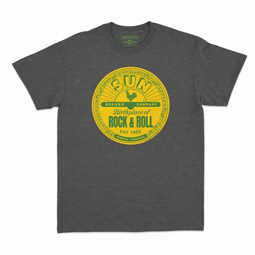 Sun Records Logo T-Shirt - Classic Heavy Cotton - classicheathergrey