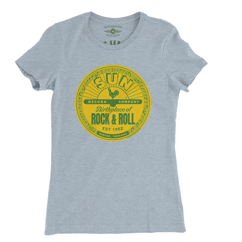 Sun Records Logo Ladies T Shirt - Relaxed Fit - ladiesheatherprismblue