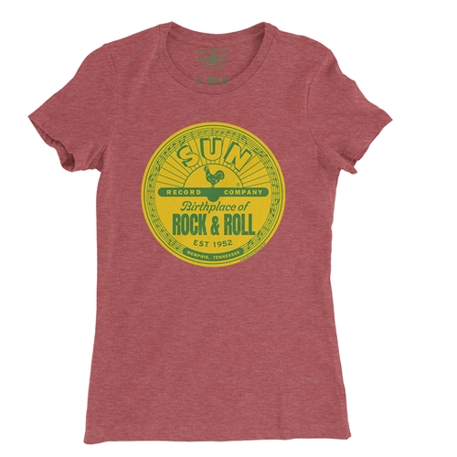 Sun Records Logo Ladies T Shirt - Relaxed Fit - ladiesheatherred