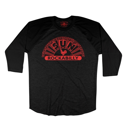 Sun Records ROCKABILLY Baseball T-Shirt - raglanblackblacksleeve