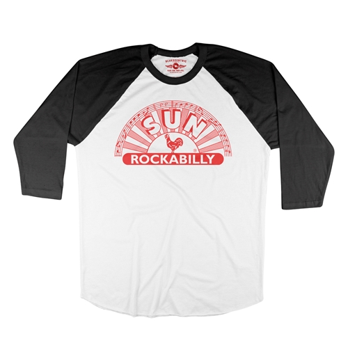 Sun Records ROCKABILLY Baseball T-Shirt - raglanwhiteblacksleeve