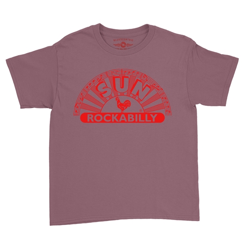 Sun Records ROCKABILLY Youth T-Shirt - Lightweight Vintage Children & Toddlers - youthheathermaroon