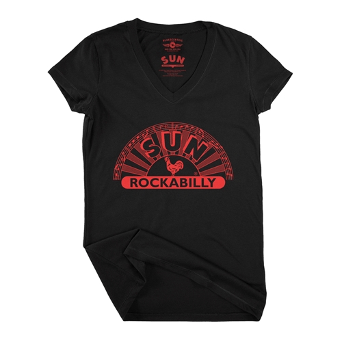 Sun Records ROCKABILLY V-Neck T Shirt - Women