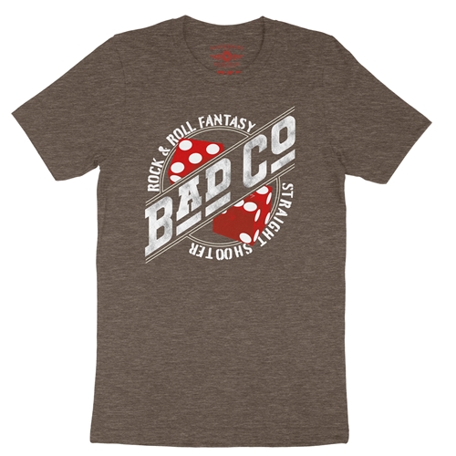 Bad Co Straight Shooter T-Shirt - Lightweight Vintage Style - vintageheatherbrown