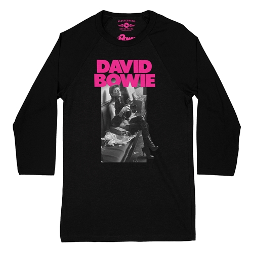 David Bowie Fan Baseball T-Shirt - raglanblackblacksleeve