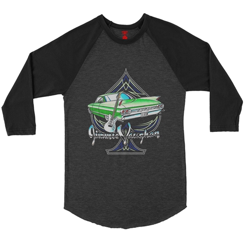 Graphic Jimmie Vaughan Baseball T-Shirt - raglanblackblacksleeve