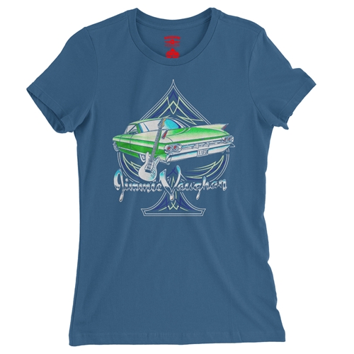 Graphic Jimmie Vaughan Ladies T Shirt - Relaxed Fit - ladiesblue