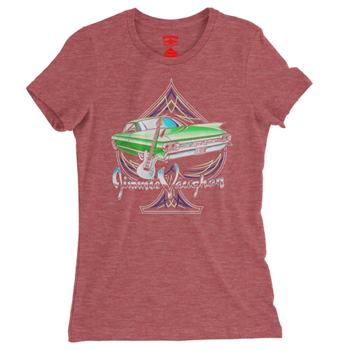 Graphic Jimmie Vaughan Ladies T Shirt - Relaxed Fit - ladiesheatherred