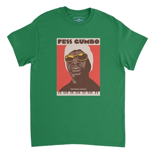 CLEARANCE - Green L Professor Longhair Fess Gumbo T-Shirt - Classic Heavy Cotton