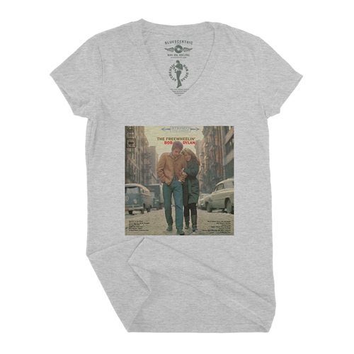 The Freewheelin' Bob Dylan Ladies V-Neck T Shirt