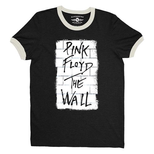 White Walled Pink Floyd The Wall Ringer T-Shirt - ringerblackcreamtrim