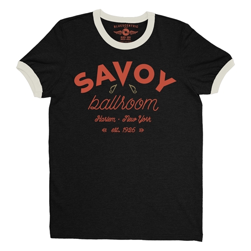 Arched Savoy Ballroom T-Shirt Ringer T-Shirt - ringerblackcreamtrim