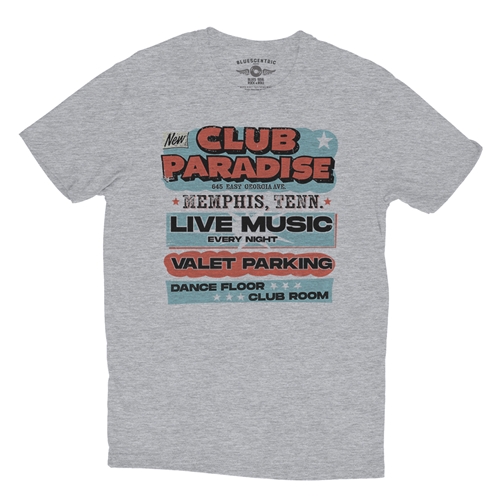 Baby Blue Club Paradise Memphis T-Shirt - Lightweight Vintage Style - vintageathleticheather