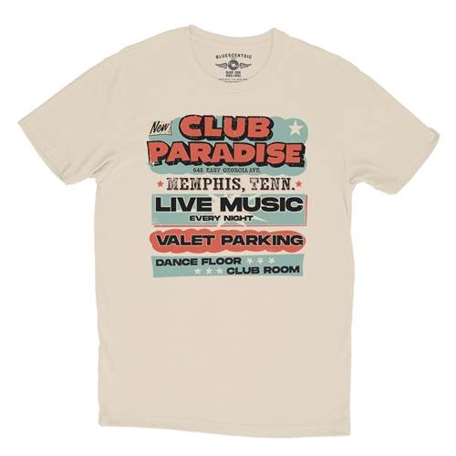 Baby Blue Club Paradise Memphis T-Shirt - Lightweight Vintage Style - vintagecream