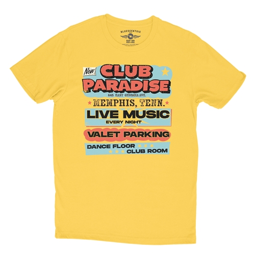 Baby Blue Club Paradise Memphis T-Shirt - Lightweight Vintage Style - vintagemaizeyellow