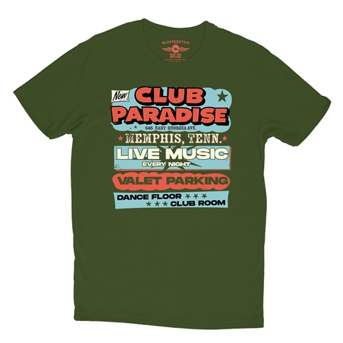 Baby Blue Club Paradise Memphis T-Shirt - Lightweight Vintage Style - vintageolive