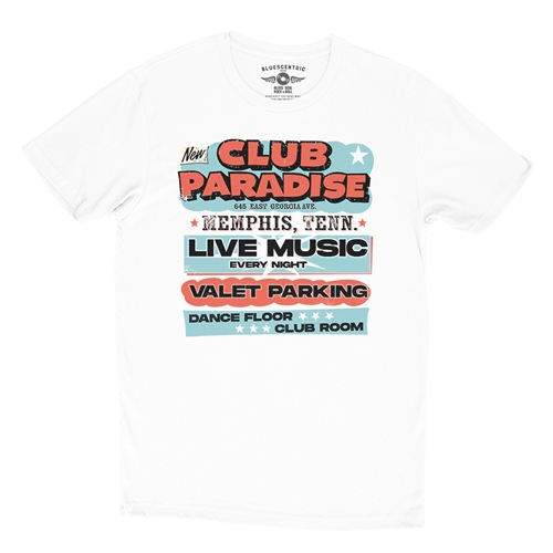 Baby Blue Club Paradise Memphis T-Shirt - Lightweight Vintage Style - vintagewhite