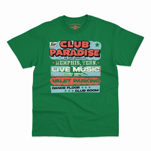 Baby Blue Club Paradise Memphis T-Shirt - Classic Heavy Cotton - classickellygreen