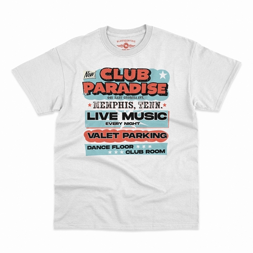 Baby Blue Club Paradise Memphis T-Shirt - Classic Heavy Cotton - classicwhite