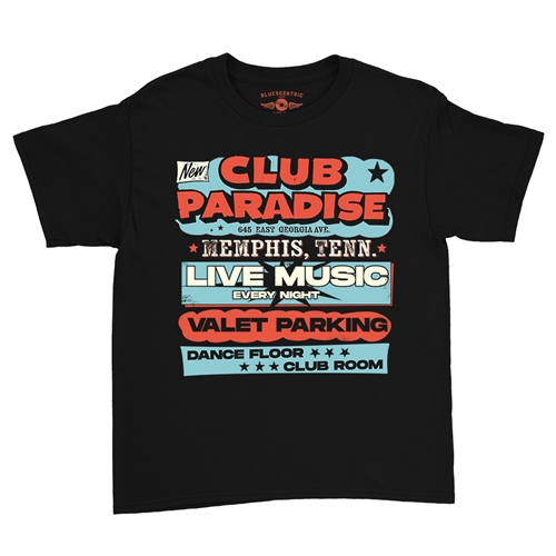 Baby Blue Club Paradise Memphis Youth T-Shirt - Lightweight Vintage Children & Toddlers - youthblack