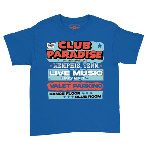 Baby Blue Club Paradise Memphis Youth T-Shirt - Lightweight Vintage Children & Toddlers - youthroyalblue