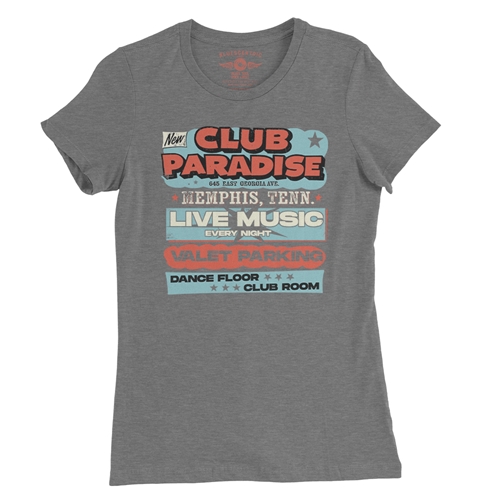 Baby Blue Club Paradise Memphis Ladies T Shirt - Relaxed Fit - ladiesdeepheather