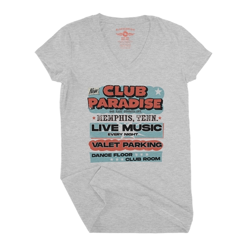 Baby Blue Club Paradise Memphis V-Neck T Shirt - Women