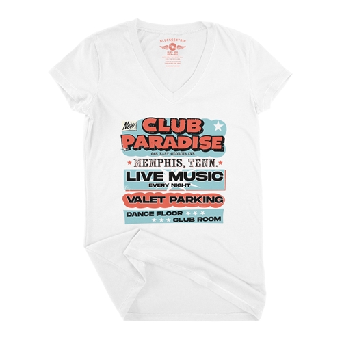 Baby Blue Club Paradise Memphis V-Neck T Shirt - Women