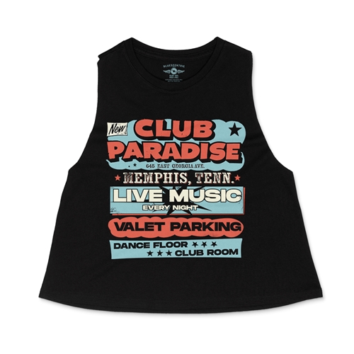 Baby Blue Club Paradise Memphis Racerback Crop Top - Women