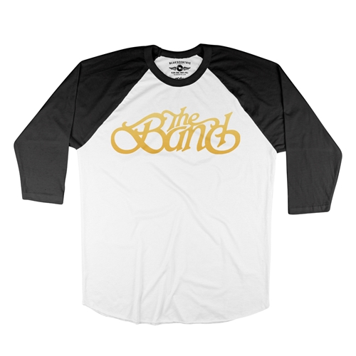 The Band Gold Logo Baseball T-Shirt - raglanwhiteblacksleeve