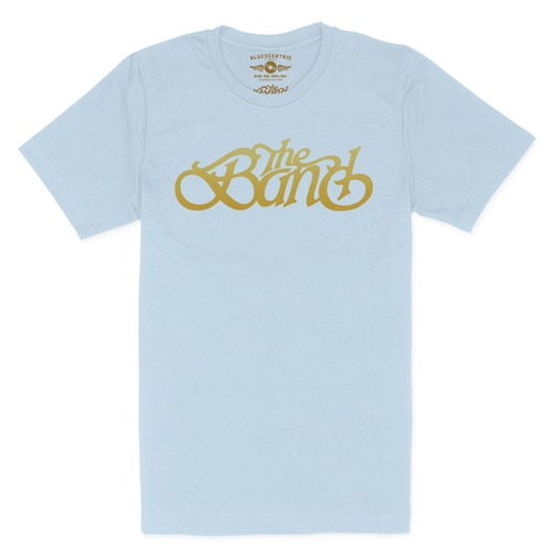 The Band Gold Logo T-Shirt - Lightweight Vintage Style - vintagethrowbackblue