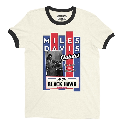 Miles Davis at the Blackhawk Ringer T-Shirt - ringernaturalblacktrim