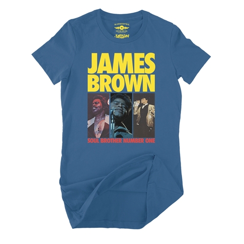 James Brown Soul Brother #1 Collage Ladies T Shirt - Relaxed Fit - ladiesblue