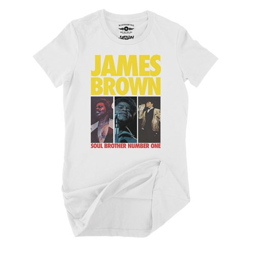 James Brown Soul Brother #1 Collage Ladies T Shirt - Relaxed Fit - ladieswhite