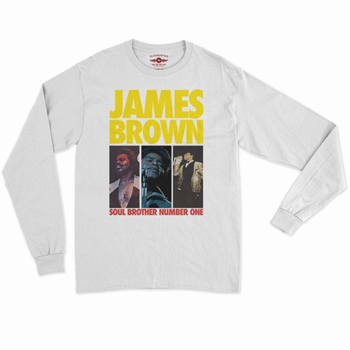 James Brown Soul Brother #1 Collage Long Sleeve T-Shirt - longsleevewhite