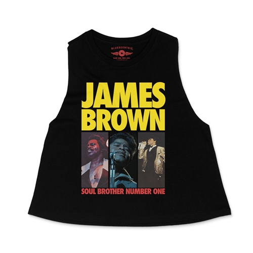 James Brown Soul Brother #1 Collage Racerback Crop Top - Women