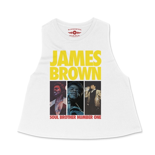 James Brown Soul Brother #1 Collage Racerback Crop Top - Women