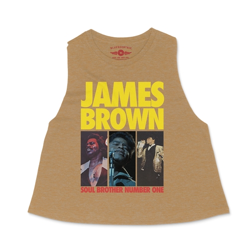 James Brown Soul Brother #1 Collage Racerback Crop Top - Women